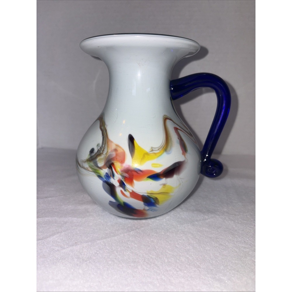 Hand Blown‎ Venetian Or Marano Style Art Glass Pitcher Vintage Origins Mcm
